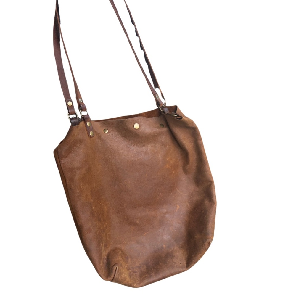 In Blue Handmade Brown Leather Purse - Distressed Look